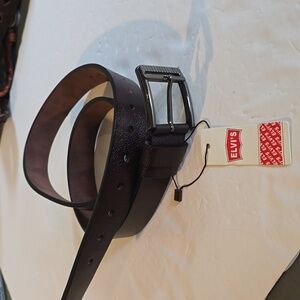 Elvi's Mens Black leather Belt with Black buckle New! Sz.L/XL